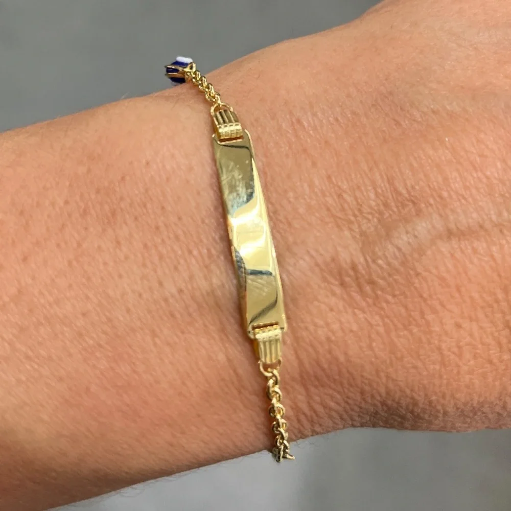New 14K Yellow Gold Evil Eye Kid Baby Bracelet 5.5 to 6 inches adjustable